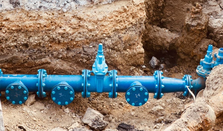 Municipal water supply pipeline under construction